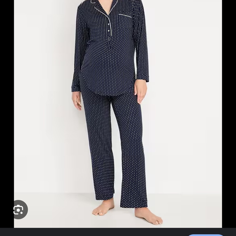 Black Polka Dot Maternity Pajama Set